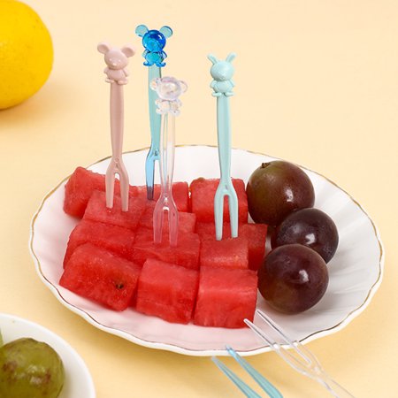 Meidiya 50Pcs Zodiac Fruit Fork Cartoon Burr-free Chinese Style 12 Zodiac Portable Mini Bento Stick for Dining Room