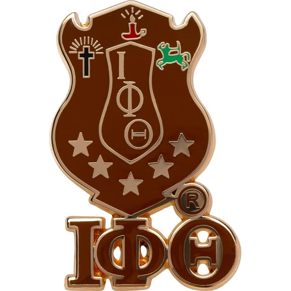 Iota Phi Theta 3D Shield Lapel Pin With Letters [Brown - 1.125"]