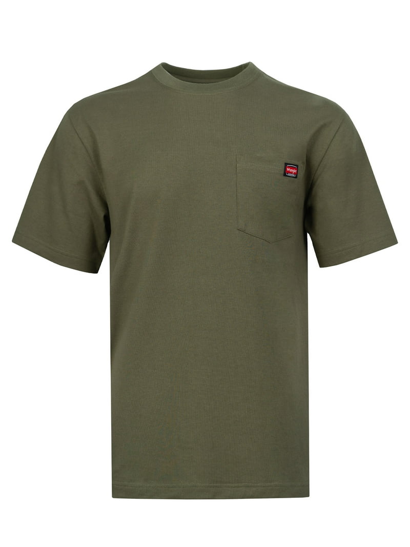 【EEUN】Neck slit pocket t Wrangler Short Sleeve Pocket Tee - Moisture-Wicking Fabric