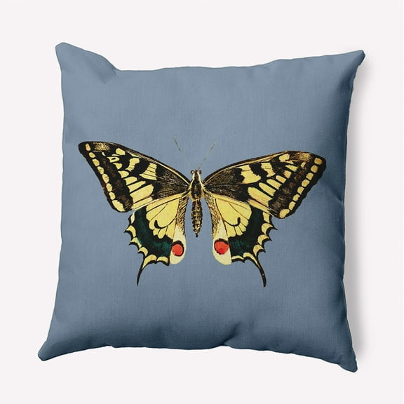 Simply Daisy 16-inch Square Rare Swallowtail Poly Throw Pillow, Dusty Smoke Blue Qty 1