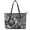 Black Hibiscus Geometric, variant on POLERO PU Leather Handbag with Zippered Large Capacity Satchel Purse for Daily Use, Cow Print Sunflower Women's Saddle Bag