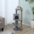 thumbnail image 2 of PawHut 41" Cat Tree Tower with Condo, Scratching Posts, Hanging Ball, Grey, 2 of 10