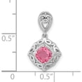thumbnail image 2 of Sterling Silver Rhodium-Plated Polished Pink Tourmaline Square Pendant (20.4 X 11.45) Made In Thailand qp3060pt, 2 of 5