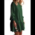 thumbnail image 1 of Vestido Estilo Sudadera de Larga para Mujer, Otoño 2025, Cuello Redondo, Punto Acanalado, Patchwork, Minivestidos Informales. Verde XXL, 1 of 8