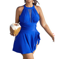 thumbnail image 2 of Traje de Baño de Talla Grande con Control de Abdomen, Estilo Vintage, Clásico, Transpirable, para Mujer. Azul Real XXXL, 2 of 9