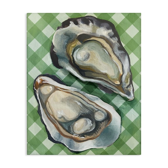 Stupell Industries Farmhouse Oysters on Green Plaid Canvas Art, 16 x 20, by Lil' Rue