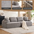 thumbnail image 3 of 103" Wide Comfortable Crochet Yarn 4 Seater Combined Sofa, Full Sponge Compression Sofa with 4 Pillows for Living Room Bedroom Office, No Need Assembly, Gray, 3 of 8