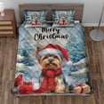 thumbnail image 2 of Merry Christmas Yorkshire Terrier Enjoys Woofmas Winter Xmas Holiday Quilt Bedding Set Yorkie Dog Lover Gifts 1 Blanket Bed Cover 2 Pillowcases - 02022, 2 of 5