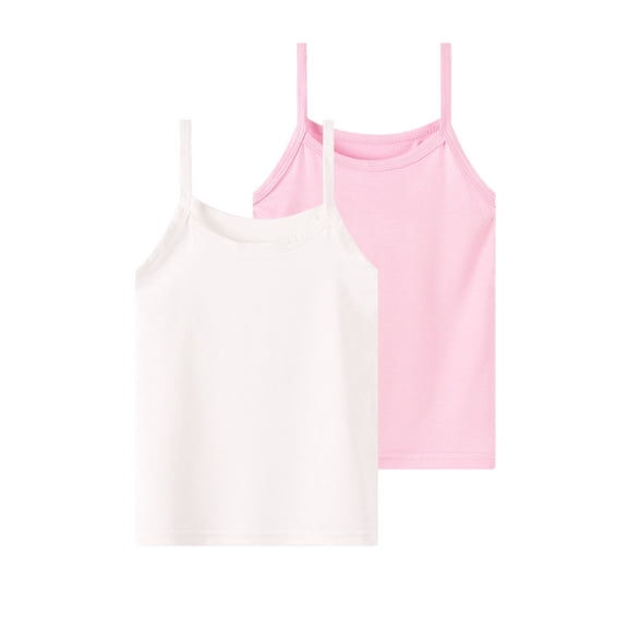 OGLCCG 2 Pack Girls' Camisole, Cotton TaglessCamisole Undershirts for Girls, Multiple Packs & Colors Available 1-12 Years