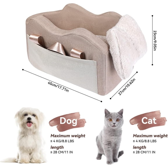 Dog Car Seat for Small Dog Center Console Seat Pet Booster Seat for Car Puppy Car Seat for Small Dogs(Champagne Khaki)