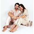 thumbnail image 3 of Pijama de satén personalizado para pareja, conjunto de ropa de dormir corta y larga, ideal para regalo de aniversario, boda, novia y novio, 3 of 4