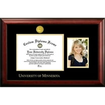 Campus Images MN999PGED-1185 11 x 8.5 in. University of Minnesota Gold Embossed Diploma Frame with 5 x 7 in. Portrait - Satin Mahogany