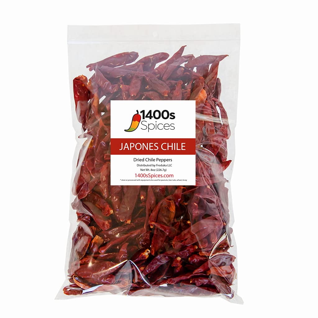 8oz Japones Dried Whole Chile Peppers, Japanese Red Pepper, Chili Seco