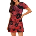 thumbnail image 1 of Easygdp Bats And Spiders Camisón de manga corta para mujer, informal, estampado, 1 of 6