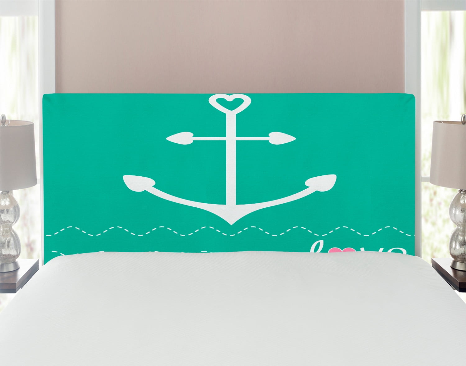 Anchor Headboard, Anchor Heart Shapes and Wavy Lines on the Bottom