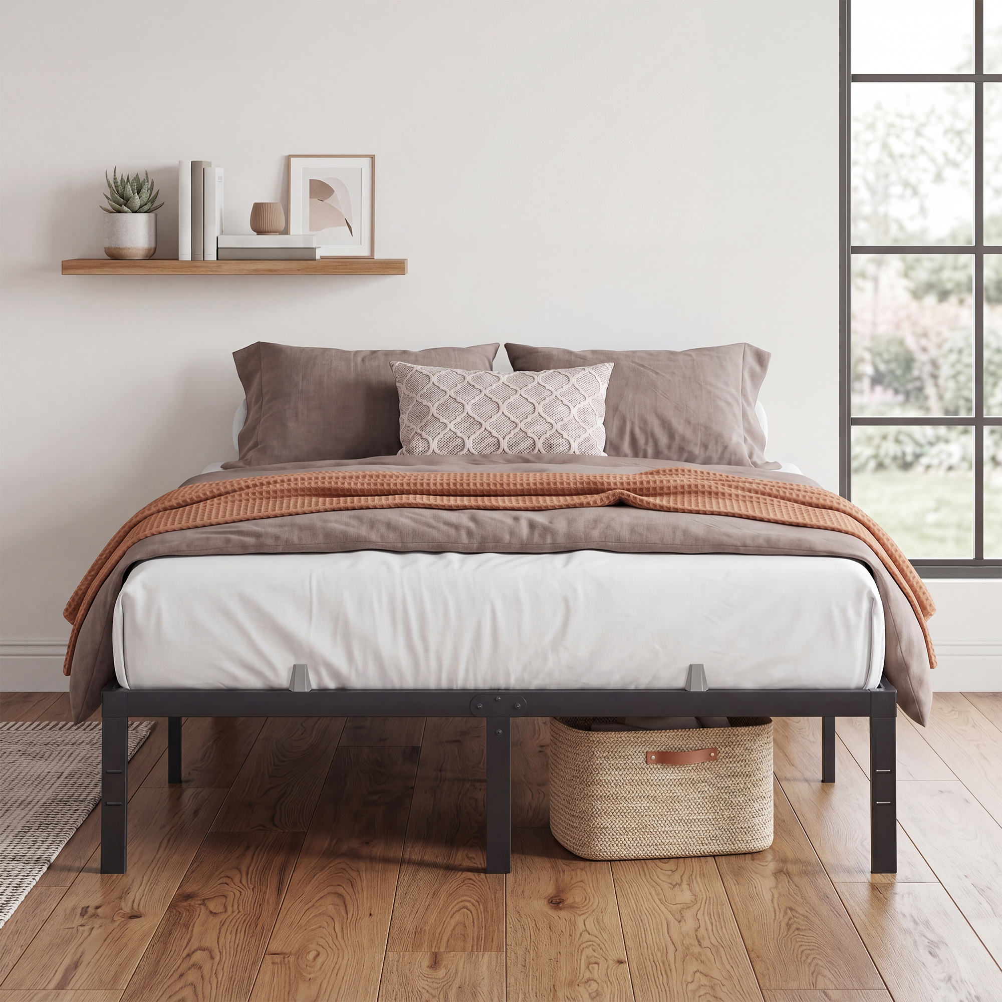 Ledrem Queen Platform Bed, 14-Inch Metal Frame, 1100 lb Capacity photo 7