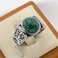 thumbnail image 2 of HIJONES Stainless Steel Big Green Gemstone Men's Ring Personality Antiqued Style Band Size 10, 2 of 4