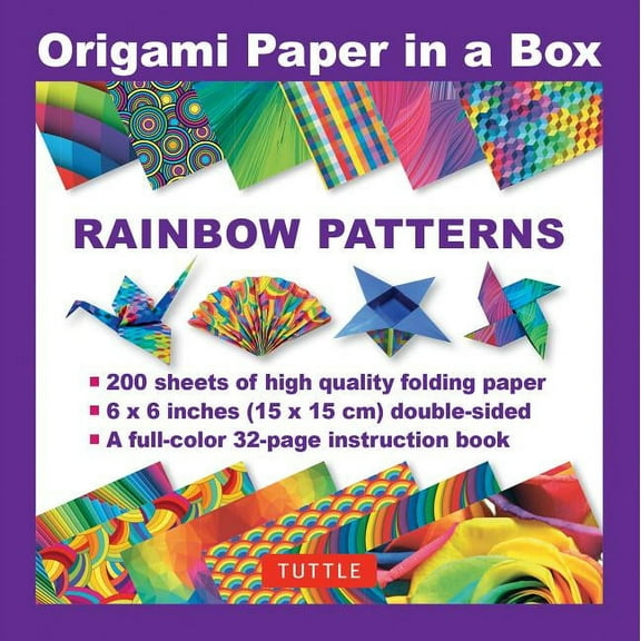 Origami Paper in a Box - Rainbow Patterns: 200 Sheets of Tuttle Origami Paper: 6x6 Inch Origami Paper Printed with 12 Different Patterns: 32-Page Instructional Book of 12 Projects (Other)