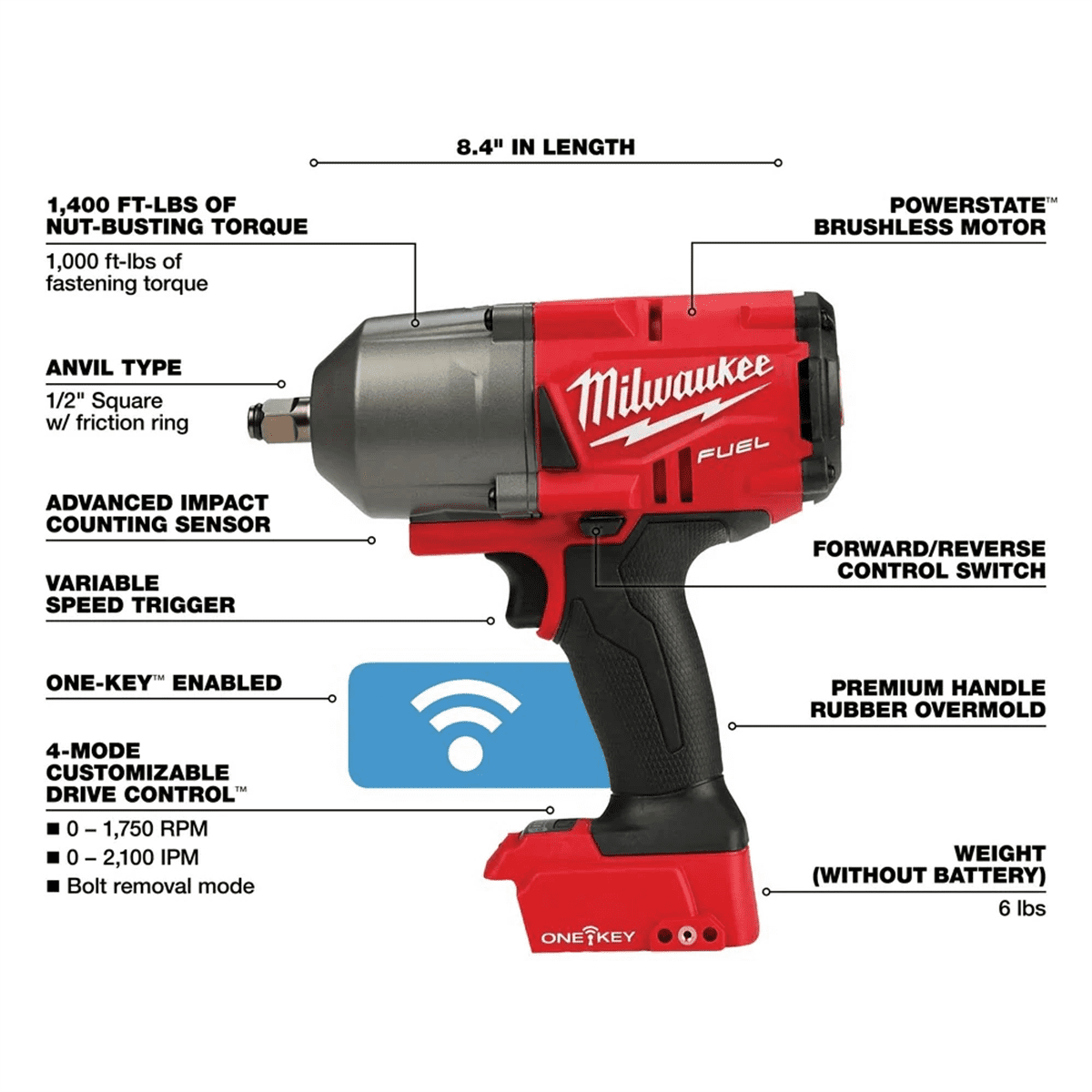 Milwaukee M18 Fuel 1/2" 18V Brushless Impact Wrench 2863-20 (Bare Tool)