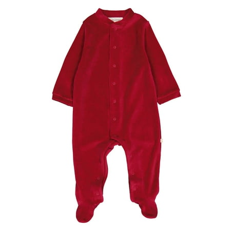 Marie Chantal Baby Burgundy Velour Angel Wing 1-Piece Sleepsuit Size 12M
