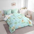 thumbnail image 3 of Castle Fairy Kawaii Elephant Lion Giraffe Bedding Comforter Set 7 Pieces for Boys Girls,Cute Flowers Animal Full Bedding Set Lightweight,Cartoon Woodland Wildlife Fitted Sheet Flat Sheet, 3 of 8