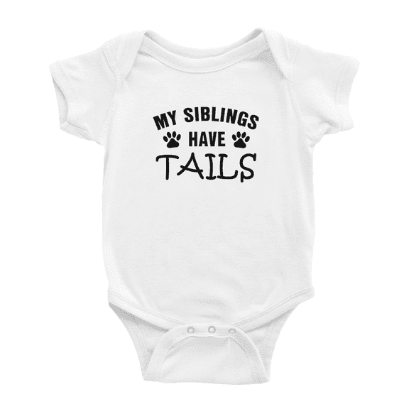 My Siblings Have Tails Funny Baby Bodysuit Boy Girl Unisex