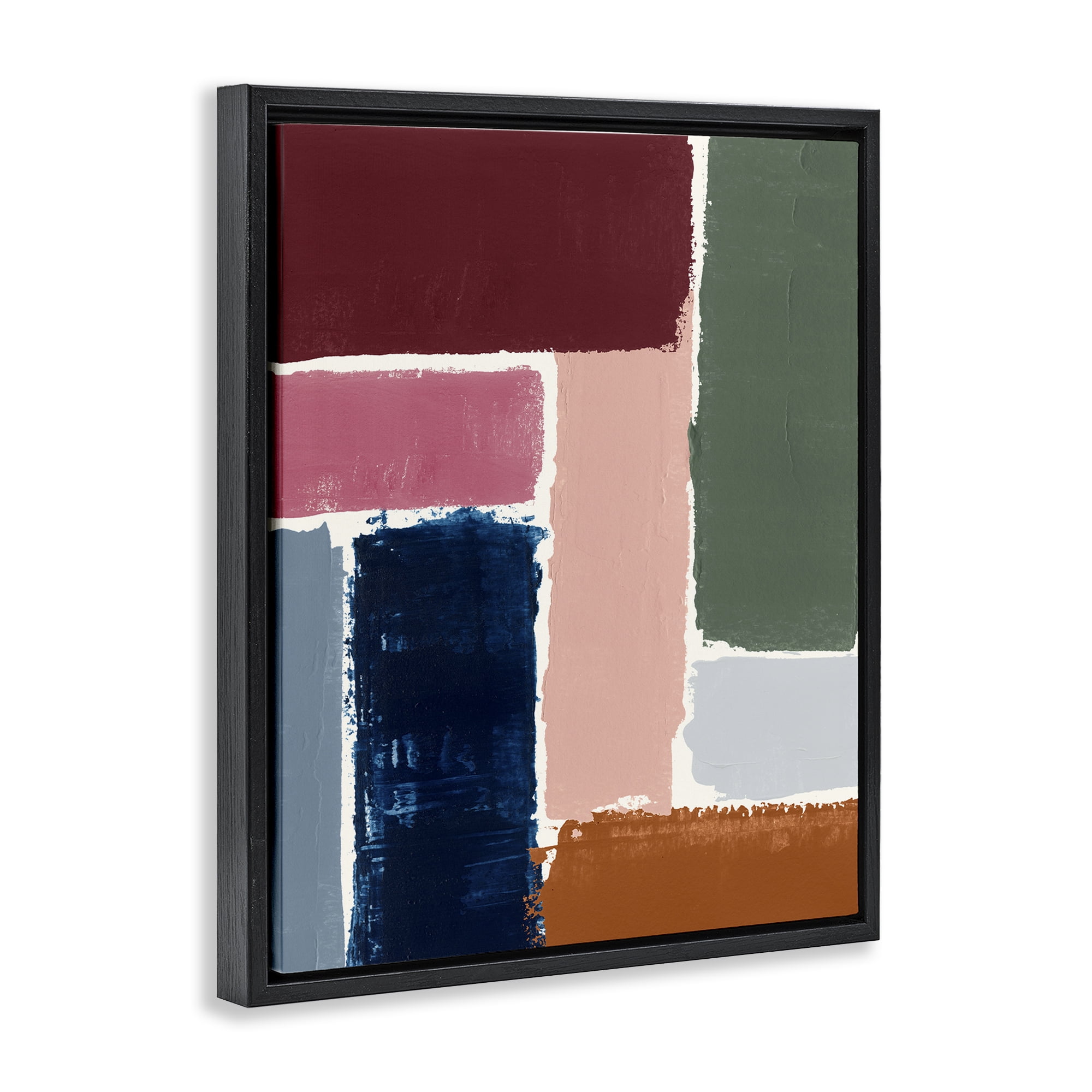 Stupell Industries Rectangular Shapes Pattern Abstract Painting Black Floater Framed Canvas Art Print Wall Art, 17 x 21