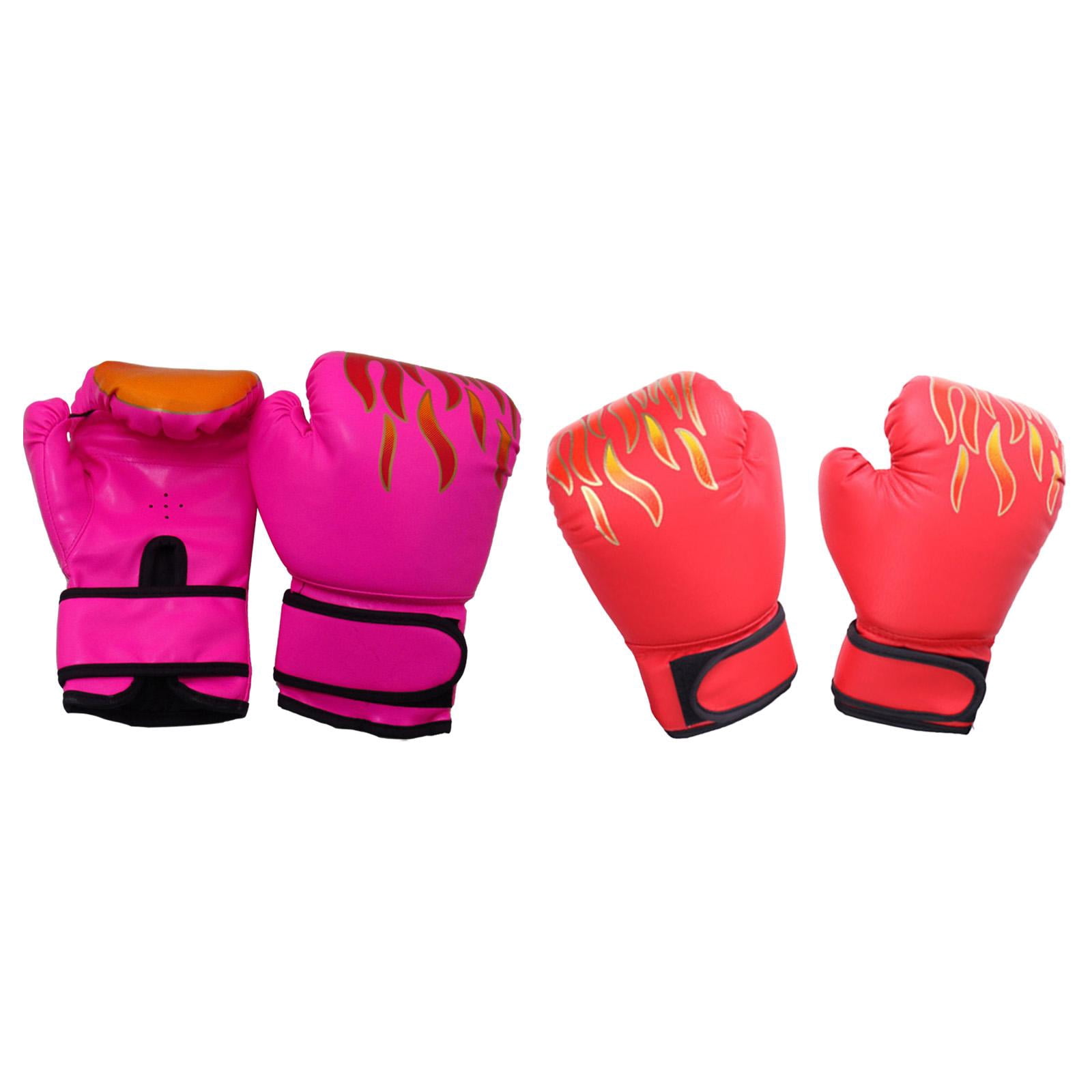 Baoblaze 2 Pair of Kids Boxing Gloves Beginners Home Gym Punching Bag Sparring Gloves Pink and Red