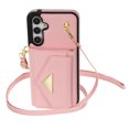 thumbnail image 4 of Crossbody Wallet Case for Samsung Galaxy S25+ with Lanyard Strap Card Slot Holder RFID Blocking Kickstand,Magnetic Back Flip Purse Case, PU Leather Cover Handbag Women Girls,Pink, 4 of 10