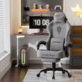 thumbnail image 2 of Huracan Velvet Gaming Chair with Footrest, Adjustable Lumbar Support & Headrest, Ergonomic Reclining Desk Chair for Adults,Gray, 2 of 9