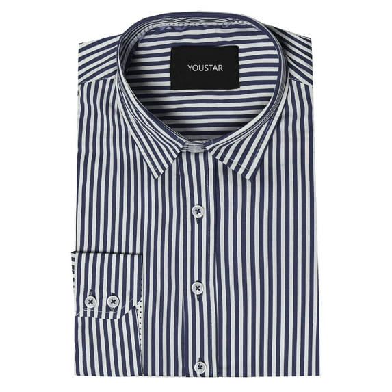 FashionOutfit Men's Slim Thin Striped Button Down Shirt