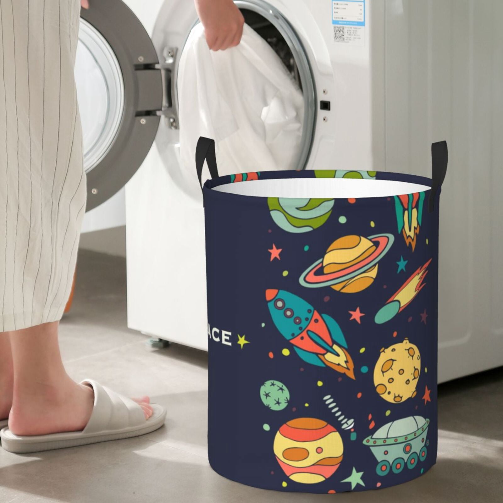 Large Laundry Basket with Handles - Space (2) Kids Baby Dirty Clothes Laundry Hamper for Bedroom Aesthetic