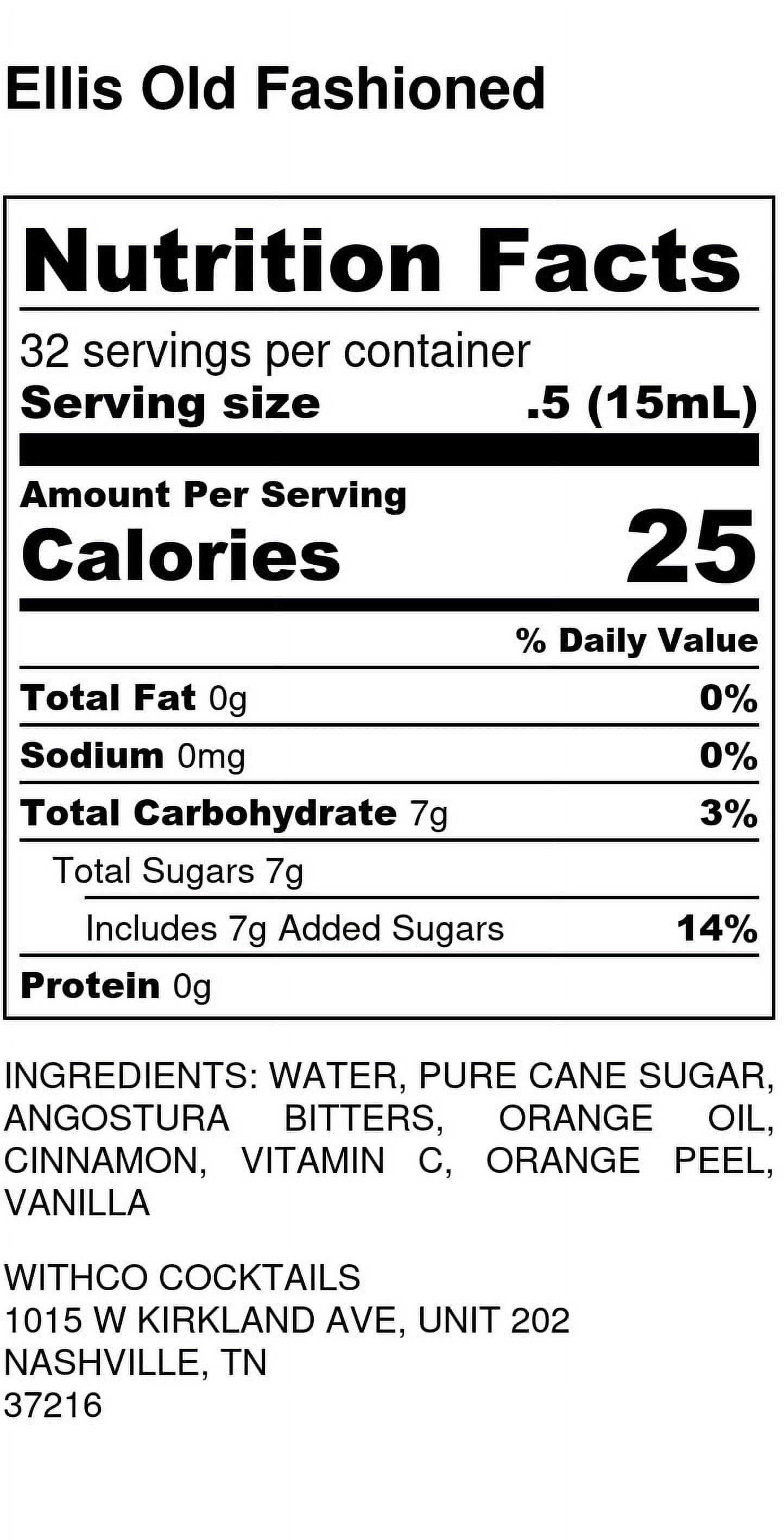 WithCo Ellis Old Fashioned Cocktail Mixer, Simple Ingredients, Non-Alcoholic, 16-ounce Bottle