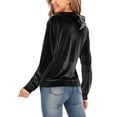 thumbnail image 7 of SHCKE Women's Velour Sweatshirt Hoodies Sweatshirt Zip-Up Hooded Jacket Velour Sport Coat Long Sleeve Velour Tops Jogger Sweatshirt with Pockets, 7 of 7