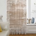 thumbnail image 6 of Brown Coastal Sheer Curtains 63 Inches Long, Summer Ocean Sea Ombre Starfish Corals Light Filering Curtains, Breathable Simi Curtain Privacy Drapes for Living Room Lightweight Window Treatment, 6 of 9