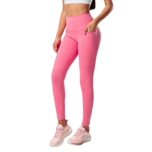 Riforla Womens Leggings No Awkwardness Line Seamless High Waisted Lift Exercise Fitness Yoga Pants for Women Hot Pink M