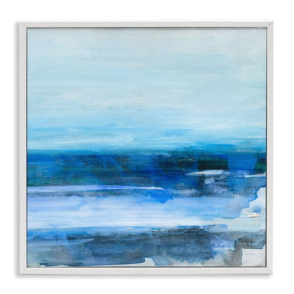 Stupell Industries Contemporary Modern Ocean Beach Scene White Framed Giclee Art, 12 x 12, by Sally Swatland