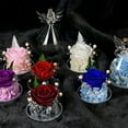 thumbnail image 4 of Artificial flowers in the glass cover of angel sculpture，holiday gifts for female friends, 4 of 5