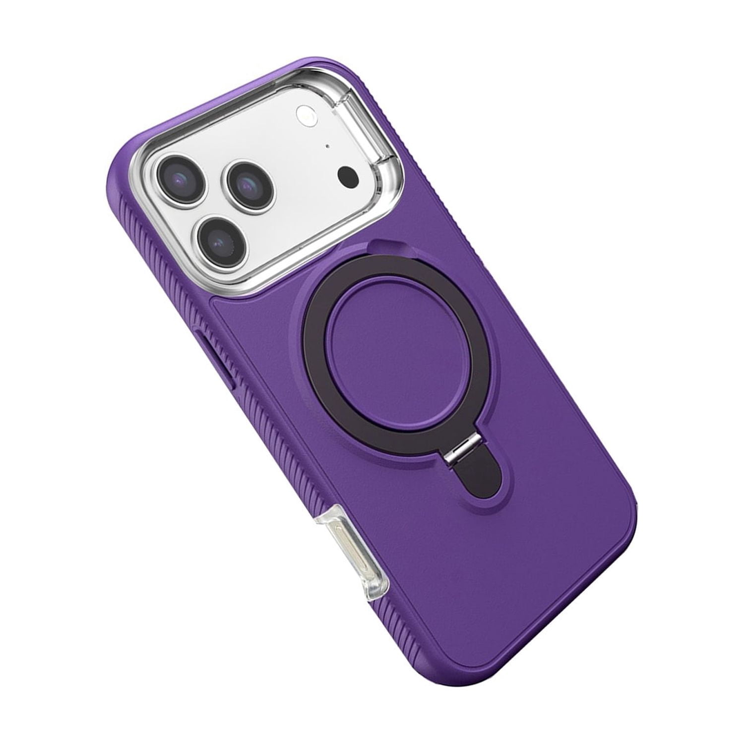 Durable Armor Case with Integrated Stand and Wireless Charging Ready for iPhone 17 Pro Max - Purple