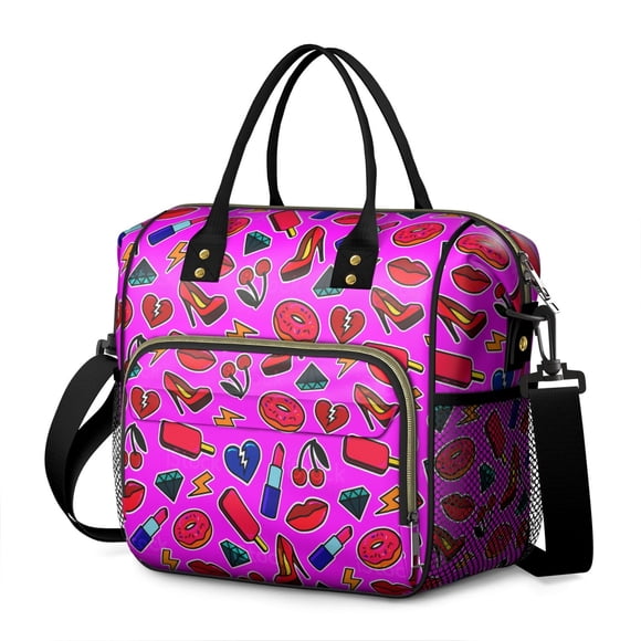 Sac à Lunch Isolé Imprimé Bonbons – Sac Isotherme Étanche avec Sangle Réglable et Compartiments Doubles, Excellent Cadeau pour les Fans de Bonbons