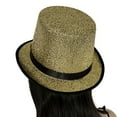 thumbnail image 6 of Modern Fedora Top Hat Victorian Age Blingbling Short Brim Top Hat Flickering Glitter Magician Hat for Holiday Stage, 6 of 8
