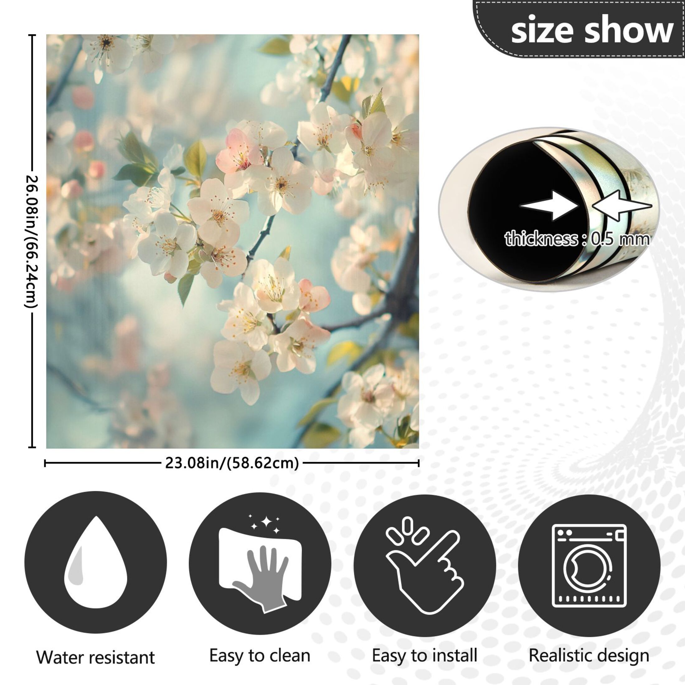 Dishwasher Magnetic Sticker 23x26 Inch Refrigerator Magnetic Sticker Washing Machine Magnetic Sticker Kitchen Panel Magnetic Sticker Home Decor Beautiful Cherry Blossom