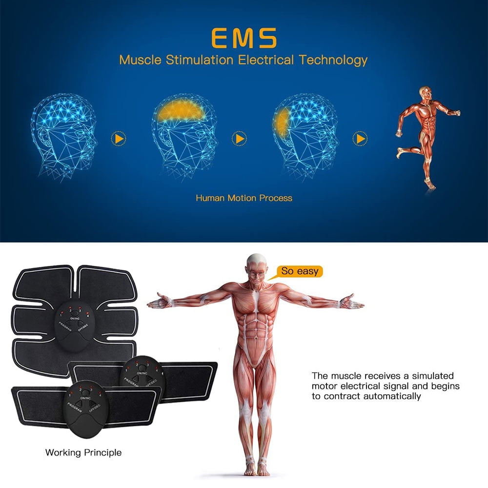 ABS Stimulator,Ab Stimulator, Abdominal Trainers, Portable Workout  Equipment,Body Fitness Muscle Stimulator 6 Modes & 10 Levels Simple  Operation for Abdomen/Arm/Leg Training Men and Women 