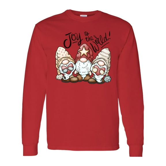 Inktastic Joy to the World Christmas Gnomes Long Sleeve T-Shirt