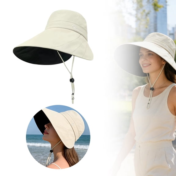 CSStudio UPF 50 Wide Brim Sun Hat, Packable Lightweight Outdoor Bucket Hat with Chin Strap, Adjustable UV Protection Hat for Gardening Hiking Beach, Unisex