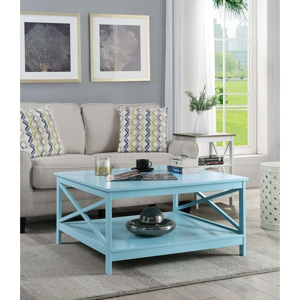 Convenience Concepts Oxford 36" Square Coffee Table, Sea Foam