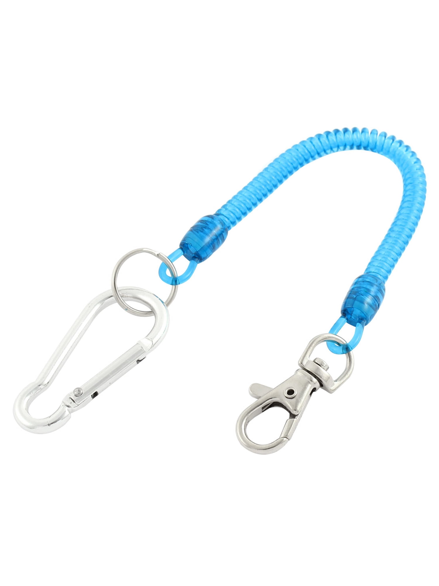 2x Tone multi Coloured Stretchy Plastic Coil Belt Clip Chain Keychain keyring 