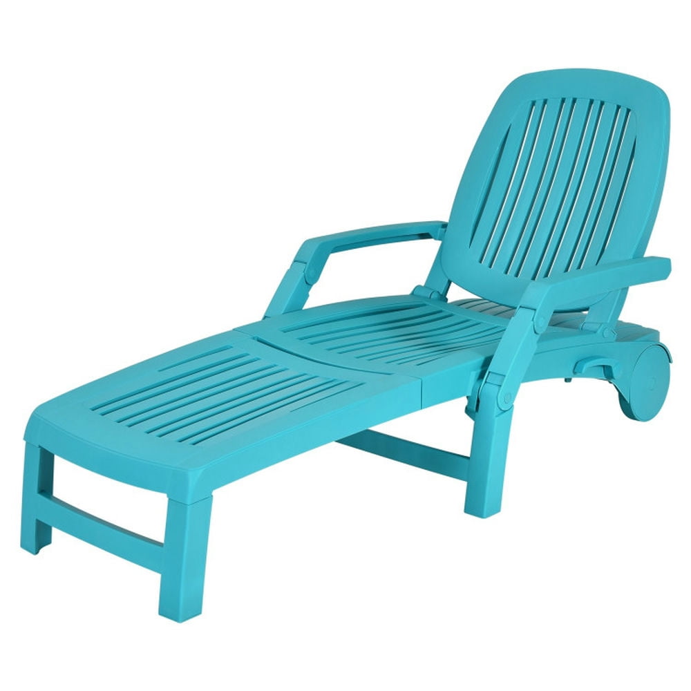 GVN Reclining Chair,Outdoor Chaise Lounge,Adjustable Patio Sun Lounger with Weather Resistant Wheels-Turquoise GVN Reclining Chair,Outdoor Chaise Lounge,Adjustable Patio Sun Lounger with Weather Resistant Wheels-Turquoise