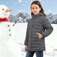 thumbnail image 6 of Kids Puffer Jacket Packable Lightweight Girls Boys Full Zip Hooded Warm Winter Down Coat with Pockets 4-15 Years (5 Years, Dark Gray), 6 of 7