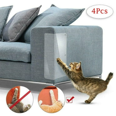 Amerteer 4PCS Furniture Protectors from Cats Stop Pets Scratching Furniture Cat Scratch Guards Premium Pads Clear Deterrent with Pins for Protecting Your Upholstered Furniture